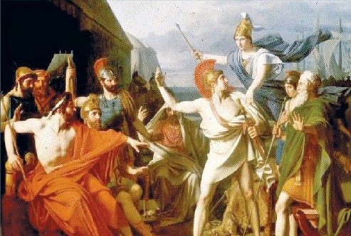 ▲ 아킬레우스의 분노를 저지하는 아테나 여신(일리아스의 한 장면)  사진제공=지식산업사