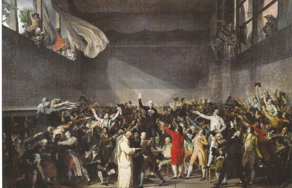 '1789년 테니스 코트의 서약'-자크 루이 다비드, 1790년~1791년, 캔버스에 유채, 65x88, 파리 카르나발레 박물관 소장.
